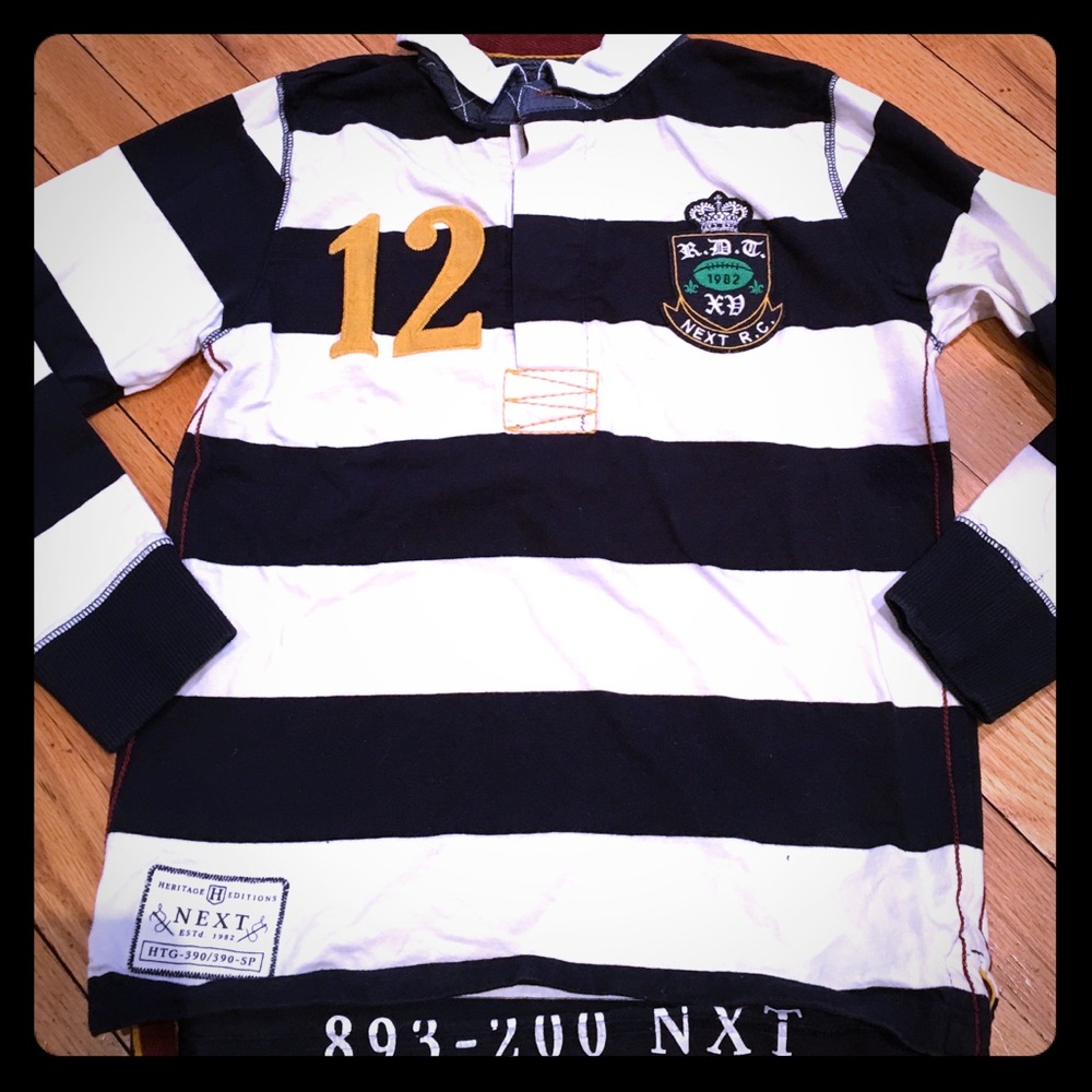 Next UK striped rugby shirt 8y VGUC